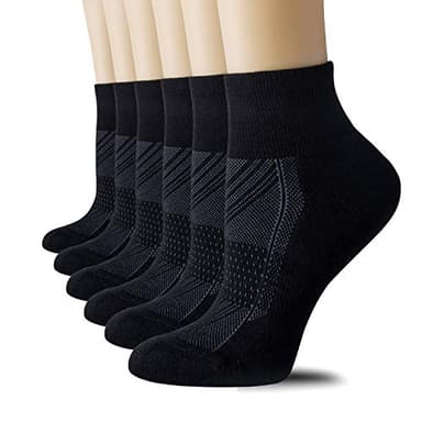 CS CELERSPORT 6 Pack Women's Ankle Socks with Cushion, Sport Athletic Running Socks, 6 Pair Black, Small