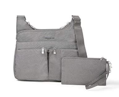 Baggallini Women's Cross Over Crossbody, Pewter Zebra