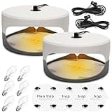 Flea Trap,2 Pack Flea Traps for Inside Your Home,Indoor Flea Light,Bed Bug Killer with Sticky Pads & Light Bulb Replacement,Odorless Natural Flea Insect Infestation Treatment Trap for Kid Pet