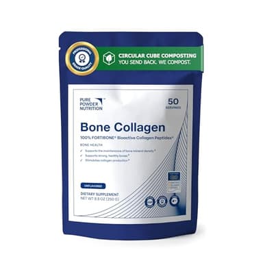 Pure Powder Nutrition Bone Collagen with FORTIBONE Bioactive Collagen Peptides for Bone Health | 50 Serves (No Flavor) | Powder