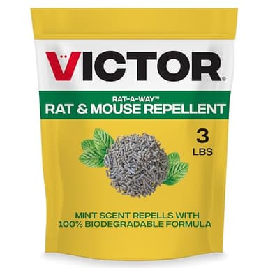 Victor Rat-A-Way Rat & Mouse Repellent - Repel Rodents Outdoors with Essential Oils - Biodegradable Pellets - Natural, Non-Toxic & Poison-Free Rodent Repeller for Rats and Mice - M807 - 3 lb Bag