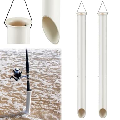 DoubleFill 4 Pack Tubular Sand Spikes for Surf Fishing 27 Inch PVC Surf Shore and Beach Fishing Rod Holder Sand Spike for Beaches, Rivers and Sandy Beaches