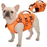 Kuoser Dog Life Jacket, High Flotation Dog Life Vest for Swimming Boating, Adjustable Ripstop Dog Lifesaver for Small Medium and Large Dogs, Reflective Safety Pet Life Preserver with Rescue Handle
