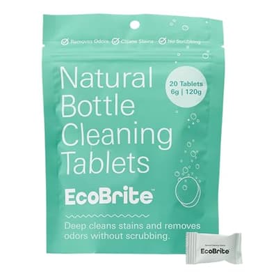 Owala EcoBrite Powerful Cleaning Tablets, Cleans Bottles, Coffee Cups, Pots, Pans, Camping Gear, Pet Bowls, and Much More - 20 pack (Individually Wrapped) Made From Naturally Sourced ingredients