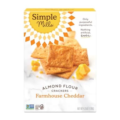 Simple Mills Almond Flour Crackers, Farmhouse Cheddar - Gluten Free, Healthy Snacks, Plant Based, 4.25 Ounce (Pack of 1)