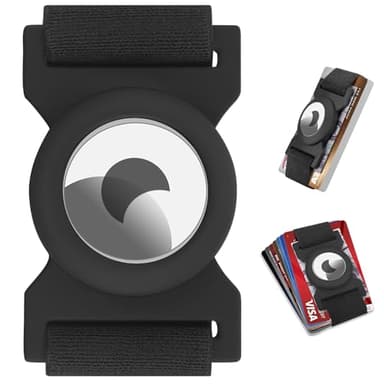 Elastic Money Band with Airtag Holder - Thick Bulky Wallet Alternative for Daily Use and Travel Use - Airtag Case Money Strap for Credit Card - Simple Patent Design - Money Clip Alternative