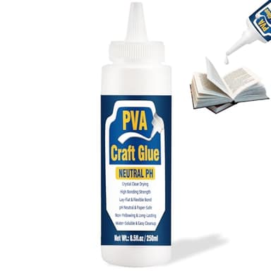 AstraVox PH Neutral PVA Glue, White Adhesive Archival Quality Book Binding Glue for Paper Craft, Scrapbooking, Decoupage, Framing, Collages, Water-Soluble, Dries Clear (Acid-Free, Fl Oz, 8.5)