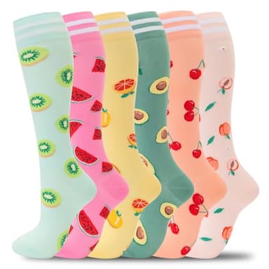 fenglaoda Compression Socks for Women Men Support Circulation 6 Pairs Socks For Nurse, Travel, Flight