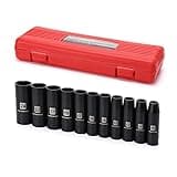 MIXPOWER 11-Piece 1/2-Inch Drive Deep Impact Socket Set, CR-V, Metric, 6 Point, Deep, 10-24mm
