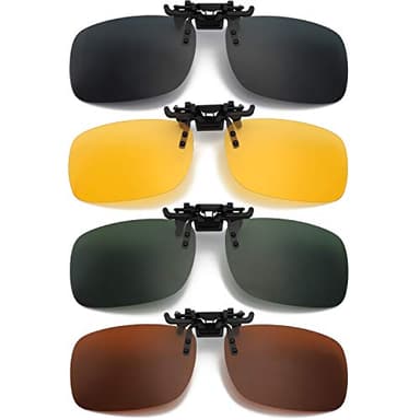 Hifot Clip on Sunglasses 2 Pack,Polarized Lens Fit Over Prescription Glasses,Flip up Rimless Sunglasses