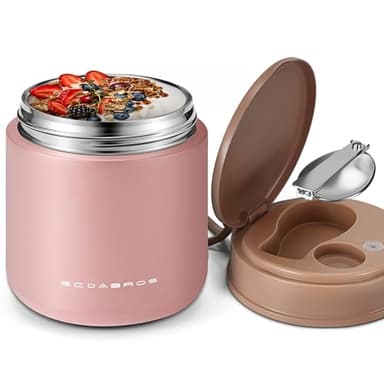 eedabros 15.2oz Kids Thermo for Hot Food – Vacuum Insulated Food Jar with 316 Stainless Steel Interior, Leakproof Wide Mouth Soup Thermos for School Lunch (Pink)