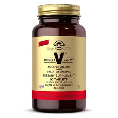 Solgar Formula VM-75, 90 Tablets - Multivitamin with Chelated Minerals - Vitamin A, B6, B12, C, D, E - Biotin, Magnesium, Calcium, Iron, Zinc - Vegan, Gluten Free, Dairy Free, Kosher - 90 Servings