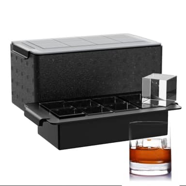 Clear Ice Cube Tray for Whiskey: FDDBI 2Inch Clear Ice Cube Maker - Silicone Large Ice Cube Tray - Square Ice Tray for Bourbon Old Fashioned Whisky