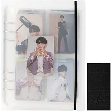A5 Photocard Binder with 25 Pcs Inner 6 Ring, Clear K-Pop Korean Pop Photocard Holder Binder Book, 4 Photo Style Photo Card Album 1 Set with 1 Letter Sticker