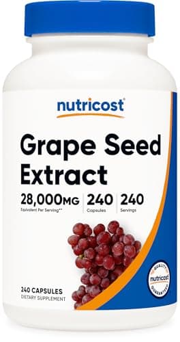 Nutricost Grape Seed Extract 28,000mg Equivalent from 400mg of 70:1 Extract Per Serving, 240 Capsules for 240 Servings Per Bottle - GMO Free and Gluten Free, Vegetarian Friendly