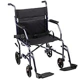 Carex Transport Wheelchair With 19 inch Seat, Folding Transport Chair with Foot Rests, Foldable Lightweight Wheelchair Foldable for Storage and Travel