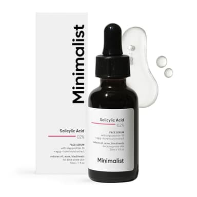 Minimalist Salicylic Acid 2% Serum For Acne, Blackhead & Open Pores | Reduces Excess Oil & Bumpy Texture | BHA Liquid Exfoliant for Acne Prone & Oily Skin | For Women & Men | 1 Fl Oz/30ml