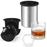 Clear Ice Ball Maker - 2.5 inch Ball - Stainless Steel - Crystal Clear Ice Maker - Compact & Easy Release - for Cocktail, Old Fashioned Bourbon Whiskey Gifts for Men