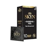 SKYN Supreme Feel Non-Latex Condoms, 10 Count, Ultra-Thin & Pre-Lubricated for a Natural, Smooth Fit