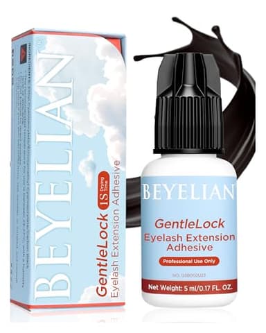 BEYELIAN Sensitive Eyelash Extension Glue, 1 Sec Dry Lash Extension Glue No Irritation Waterproof Long Lasting Strong Hold Adhesive Professional Use Only 0.17fl.oz/5ml (B02)