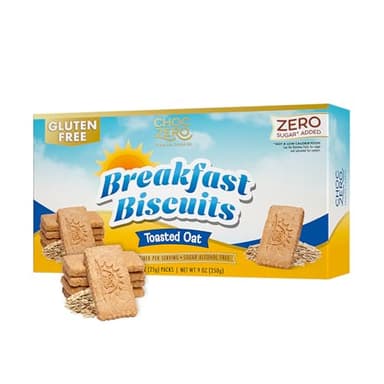 ChocZero Toasted Oat Breakfast Biscuits – No Added Sugar, Keto & Gluten Free High Fiber Snack Cookies, 30 Per Box (9 oz)