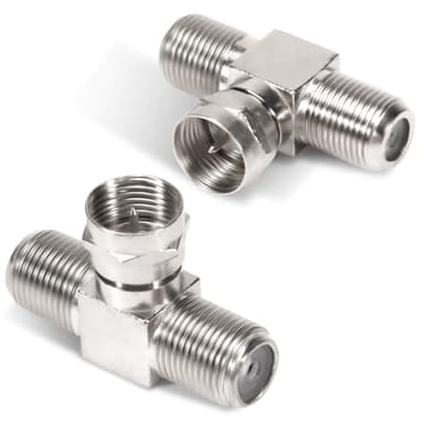 2 Pack Coaxial Cable Splitter, TV Splitter 2 in 1 Out, F Type RG6 Male to Dual F Female, 3 Way Coaxial Cable Connector Adapter, Combiner for Video Cable, TV Antenna SatelliteTuner