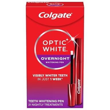 Colgate Optic White Overnight Teeth Whitening Pen, Teeth Stain Remover, Removes Years of Stains in Just 1 Week, Enamel Safe, Designed for No Tooth Sensitivity, 0.08 OZ