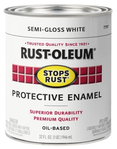 Rust-Oleum 7797502 Stops Rust Brush On Paint, Quart, Semi-Gloss White (Pack of 1)