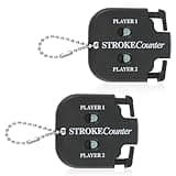 PEUTIER 2pcs Golf Stroke Counter, Mini Golf Ball Shot Clicker Counter Black Golf Score Keeper Swing Scoreboard Accessories with Dial Reset Tool Key Chain for Different Kinds of Competitions and Games