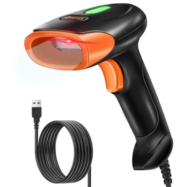 KUIIYER USB Barcode Scanner, 2D QR 1D Bar Code Scanners Wired Handheld Barcode Reader with Updated 800 X 600 Pixel CMOS & Built-in Light, Plug & Play for Computers, PC, Laptop, Desktop & POS