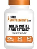 BulkSupplements.com Green Coffee Bean Extract Capsules - Green Coffee Bean Supplements, Green Coffee Bean 800mg - Gluten Free, 1 Capsule per Serving, 240 Veg Capsules (Pack of 1)