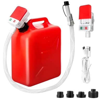 FEEDRON Automatic Fuel Transfer Pump with Auto-Stop, 51'' Extra Long Hose, 3.2 Gallon per Min, Battery or USB Powered, 4 Can Adapters, Fast and Safe Portable Gas Can Pump for Oil, Diesel,Gasoline.