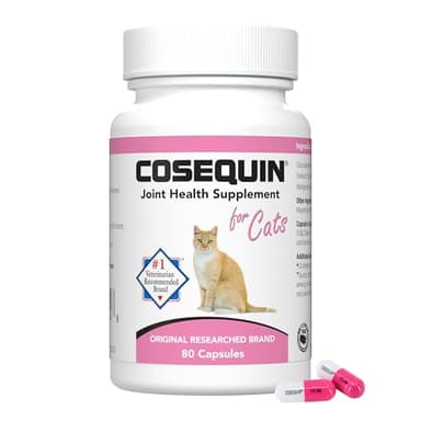 Nutramax Cosequin for Cats Joint Health Supplement, Contains Glucosamine for Cats, Plus Chondroitin, and Omega-3s, Supports Joint and Skin and Coat Health, Sprinkle Capsules, 80 Count