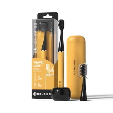 MIPOW Slim Pro i4 Electric Toothbrush Rechargeable Smart Ultra Sonic 3 Modes Magnetic Travel Case &Ceramic Dock, 60Day Long Battery Soft Bristles 2Heads IPX7 Waterproof,Color-(Yellow)