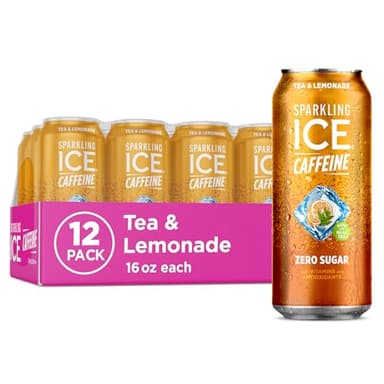 Sparkling Ice Caffeine Tea + Lemonade Sparkling Water with Caffeine, Zero Sugar, with Antioxidants and Vitamins,16 fl oz Cans (Pack Of 12)