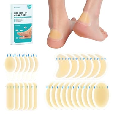Promifun Blister Pads - 28 ct Water Resistant Hydrocolloid Bandages for Foot, Toe, Heel - Gel Blister Cushions for Prevention & Recovery, Variety Pack