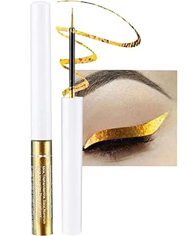 Chameleon Glitter Eyeliner Liquid-1Pcs Gold Metallic High-Pigmented Colored Makeup Glitter Pen for Eye Liner Eyeshadow, Ultra-Fine Tip Multichrome Eyeliner,Christmas Makeup Gift for Women Girl-01