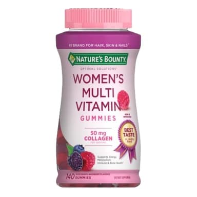 Nature's Bounty Optimal Solutions, Women's Multivitamin Gummies for Immune Support, Cellular Energy Support, Bone Health, Raspberry Flavor, 140 Ct, 70 Total Servings