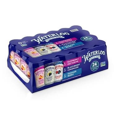Waterloo Sparkling Water Variety Pack 24 Pack Raspberry Nectarine - Blackberry Lemonade - Summer Berry Naturally Flavored