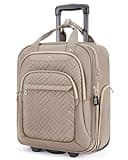 BAGSMART Underseat Carry On Luggage Airline approved,16-inch Underseater Softside Travel Suitcase with Wheels Lightweight Overnight Rolling Carry-on Luggage for Women Men Weekender, Brown