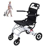 ilkqeppe Wheelchairs for Adults, Transport Wheelchair Lightweight Foldable(13.66lbs), Portable Travel Wheel Chairs for Seniors Adults, Aluminum Transfer Wheel Chair with Handbrake Support 220lbs