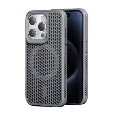 CASEOKO for iPhone 16 Pro Max Case， [Compatible with MagSafe] Double-Layer Honeycomb Heat Dissipation, Breathable and Shockproof Protective case (Gray,iPhone 16 Pro Max)