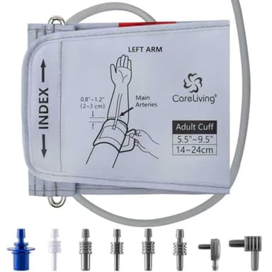 CareLiving Small Blood Pressure Cuff, 5.5 "-9.5" (14-24cm) Small Cuff, Compatible with Most Brands BP Monitors, with 8 Connectors (BP Cuff Included Only)
