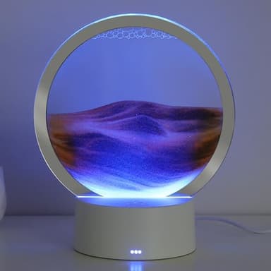 KPNUWN Moving Sand Art Liquid Motion, 3D Deep Sea Sandscape Color Quicksand Decor, Round Glass Moving Sand Art Picture Relaxing Desktop Home Office Work Decor (Orange, 6 inch)