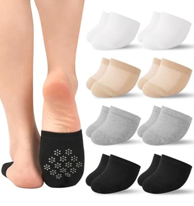 Murmorers Toe Socks Womens for Mules, Half Socks Toe Topper Covers No Show Invisible Non-slip Liners for Clogs Nude Black Gray White 8 Pairs