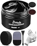 drtulz Black Leather Recoloring Balm, Leather Color Restorer Conditioner, Leather Repair Kits for Vinyl Furniture, Sofa, Car Seats, Shoes - Repair Leather Color on Faded & Scratched Leather Couches
