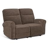 MCombo 64.6" Wall Hugger Power Loveseat Recliner Sofa with USB Ports, Reclining Loveseat for Small Spaces Living Room RV, Fabric PR635M1 (Dark Brown)