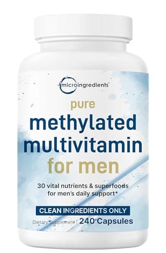 Micro Ingredients Pure Methylated Multivitamin for Men, 240 Capsules | with Vitamin C, D, E, B Complex + Methylfolate, lycopene, Saw Palmetto, Ginseng, & Maca | Men’s Daily Support | Filler Free