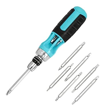 DURATECH Ratcheting Screwdriver, 12-in-1 Multi-bit Screw Drivers, Premium S2 Steel, Innovated Bits Quick-Load Mechanism, with Phillips, Slotted, Torx, Square Bits Stored in Handle
