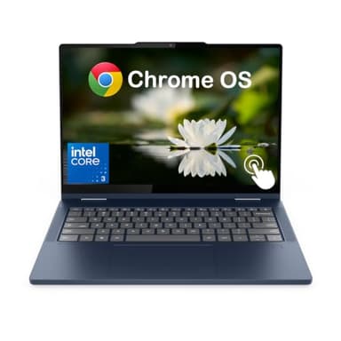 Lenovo Chromebook Plus 2-in-1 Laptop, 14" WUXGA Touchscreen Display, Intel Core i3 N355, 8GB LPDDR5, 128GB UFS, Backlit Keyboard, Fingerprint Reader, Wi-Fi 6E, Chrome OS, Blue, EAT 128GB SD Card